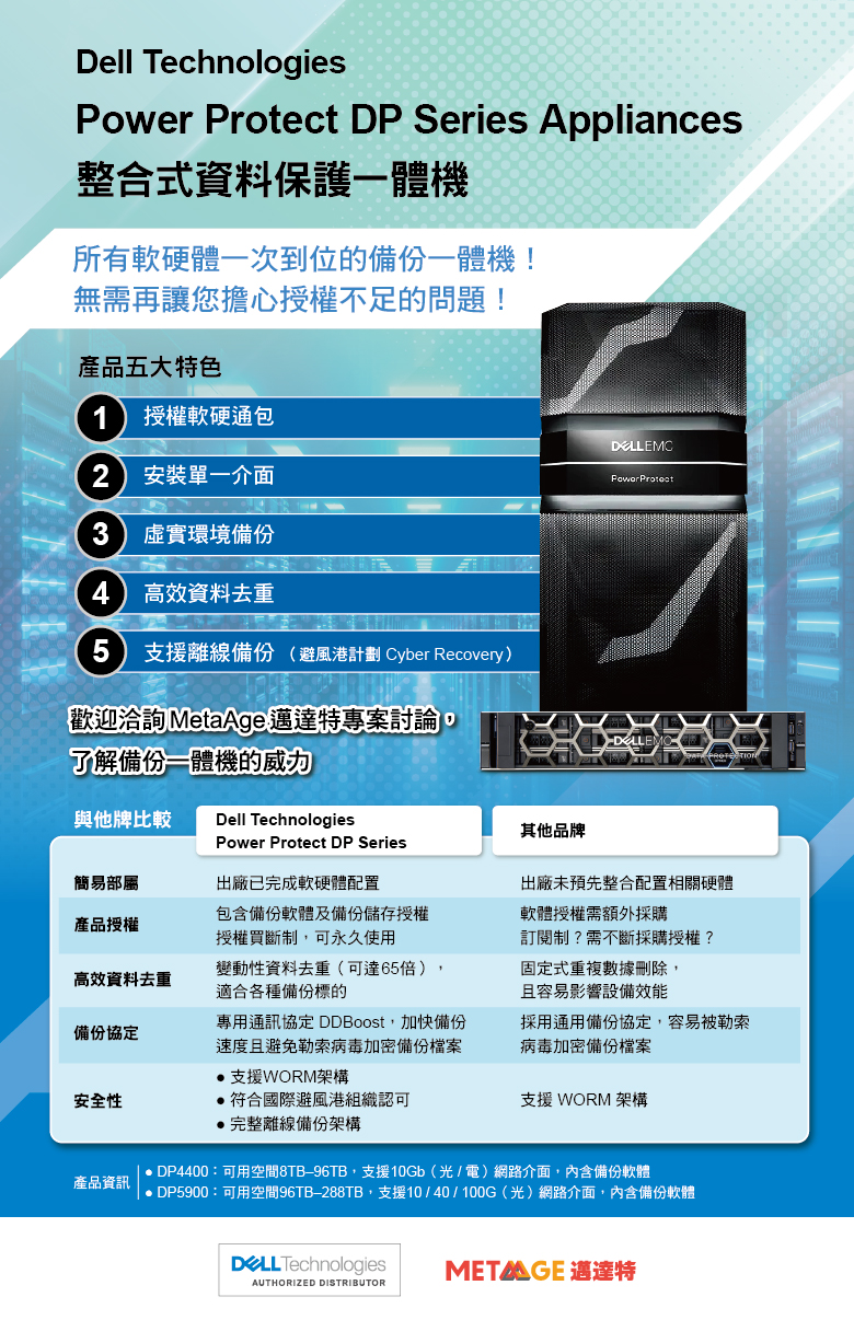 Dell Power Protect DP Series Appliance 整合式資料保護一體機 MetaAge 邁達特